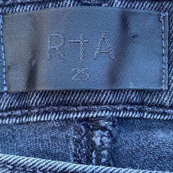 RtA Black Washed Distressed Cuffed Cropped Jeans. Size 25. Excellent Condition. - Picture 4 of 6